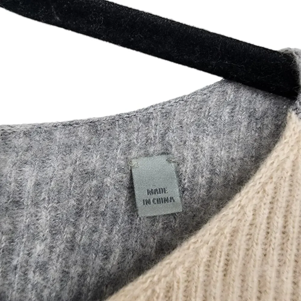 Vince Long Sleeve Cashmere Colorblock Ribbed Pullover Sweater Size Small